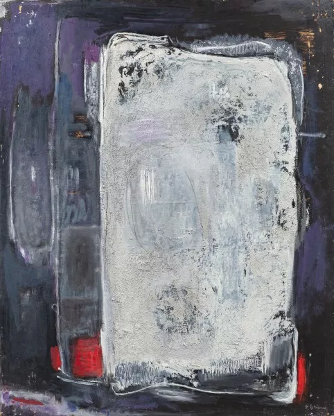 Composition en blanc, rouge et violet